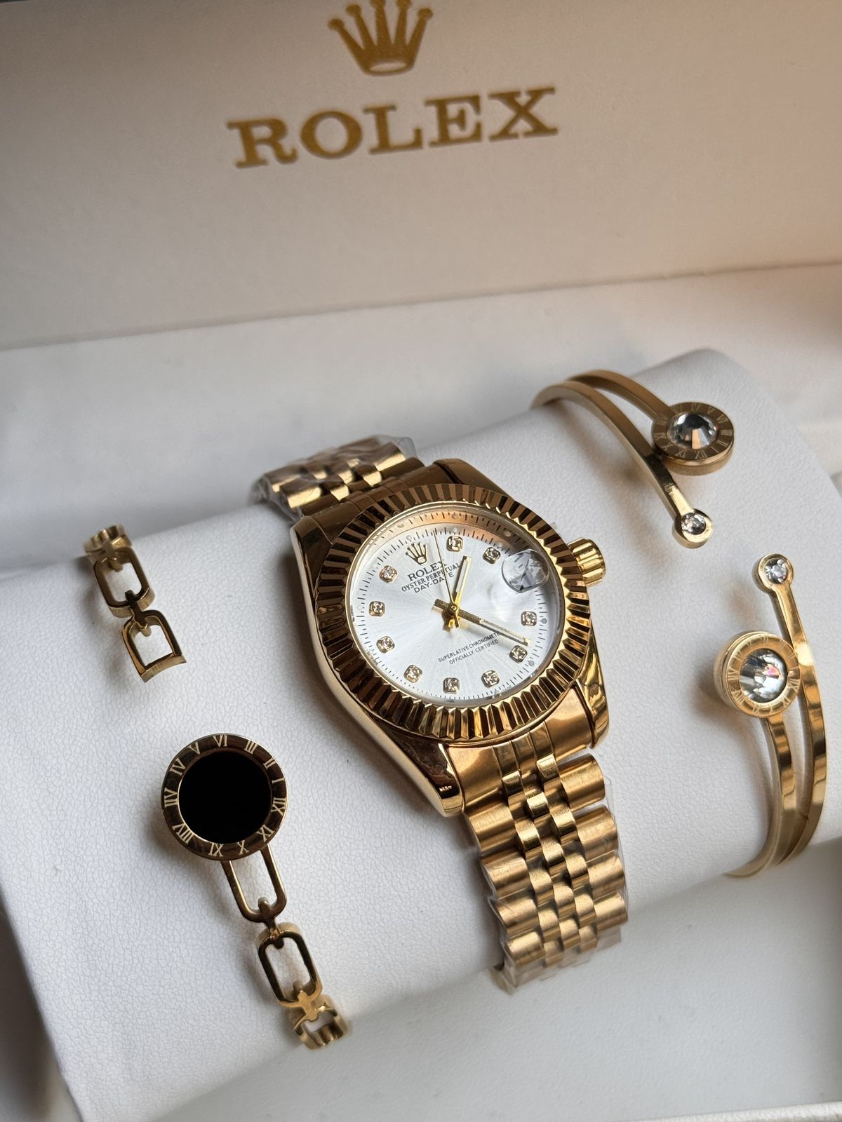 👑 Rolexx Full Gold Luxury Men’s Watch & Bracelet Gift Set