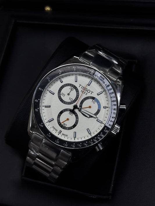 ⌚ Tissott 1853-Style Chronograph Watch – White Dial