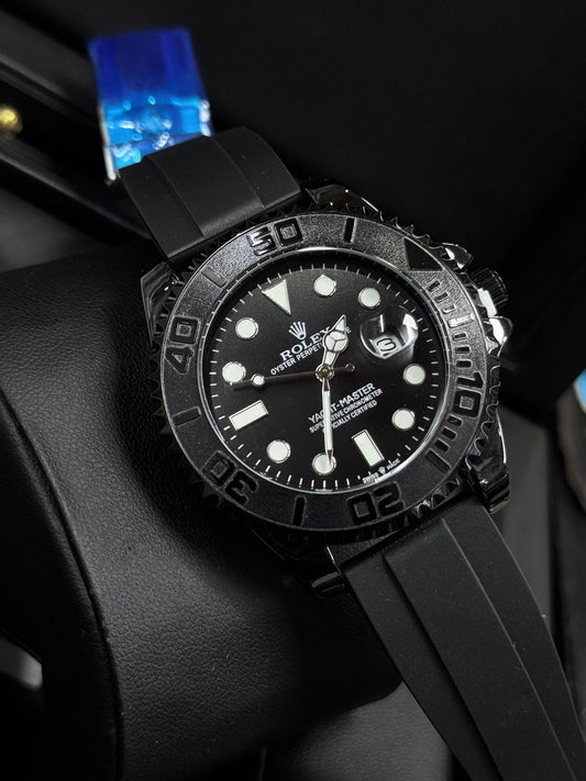 ⌚Rolexx Men’s Black Sports Watch – Date Display & Rubber Strap (Diver Style)