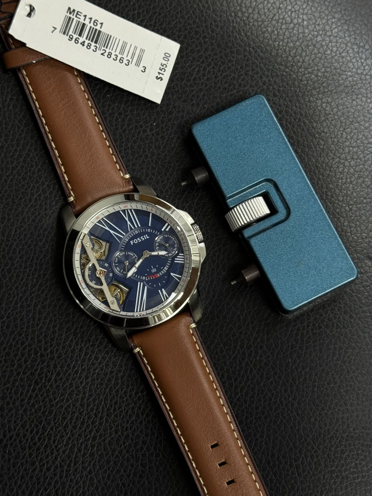 Fossill Automatic Chronograph – Blue Dial – Brown Leather Strap – Model ME1161