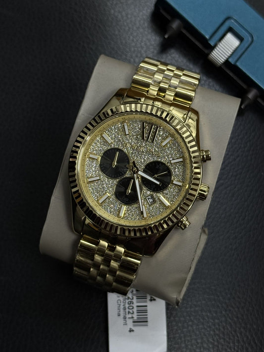 Guesss Gold Chronograph Watch – Crystal Dial – Stainless Steel Bracelet – Men’s