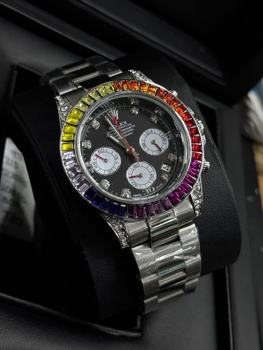 Rolexx Daytona Rainbow Style – Silver Bracelet